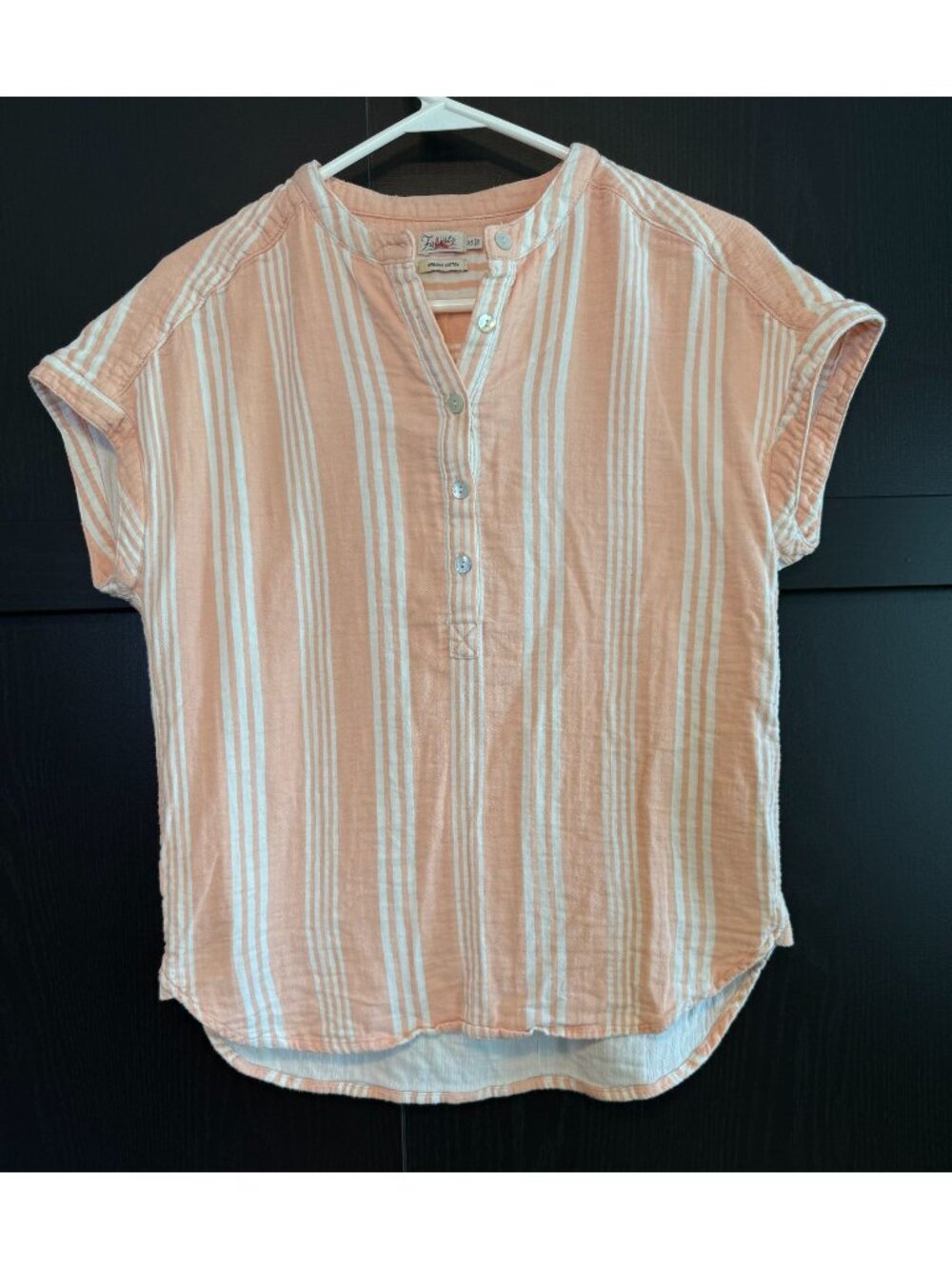 Faherty Women's Organic Dream Cotton Desmond Striped Top XS Short Sleeves Boho